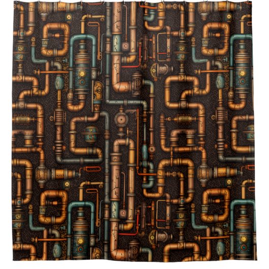 Dampfrohrleitungen Duschvorhang (Vorderseite)