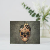 Dampfschädel mit Brille - Stahleffekt Postkarte (Stehend Vorderseite)