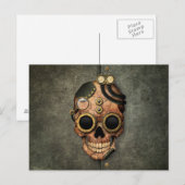 Dampfschädel mit Brille - Stahleffekt Postkarte (Vorne/Hinten)