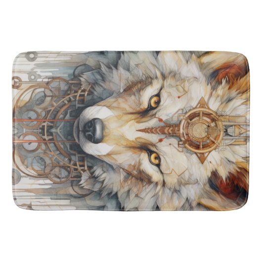Dampfschatten Steampunk-Wolf Badematte (Vorderseite)