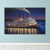 Dampfschiff auf dem Mississippi, Schöne Kunst Leinwanddruck (Insitu (Holzboden))