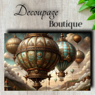 Dampfschiff-Dekoupage im Steampunk-Stil Seidenpapier