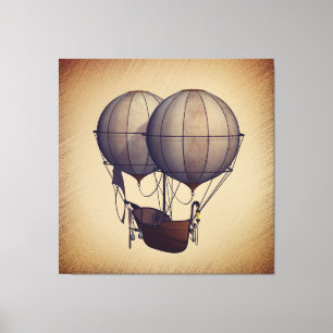 Dampfschiff-Heißluftballons mit Schiff  Leinwanddruck