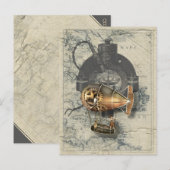Dampfschiff-Luftschiff-Ballonfahrt Postkarte (Vorne/Hinten)
