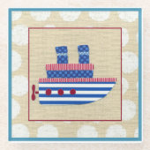 Dampfschiff mit Propeller und Blue Smokestacks Glasuntersetzer (Vorderseite)