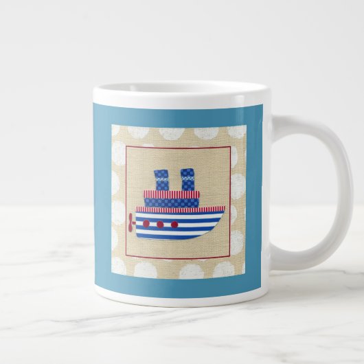 Dampfschiff mit Propeller und Blue Smokestacks Jumbo-Tasse (Rechts)