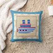 Dampfschiff mit Propeller und Blue Smokestacks Kissen (Decke)