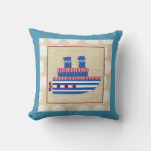 Dampfschiff mit Propeller und Blue Smokestacks Kissen (Vorderseite)