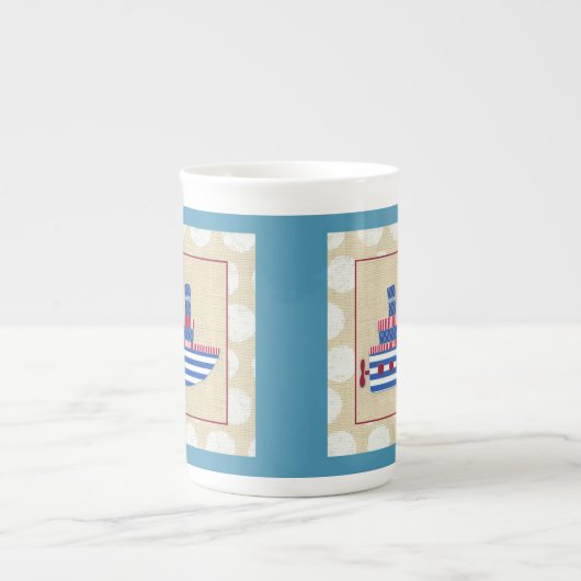 Dampfschiff mit Propeller und Blue Smokestacks Porzellantasse (Vorderseite)