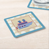 Dampfschiff mit Propeller und Blue Smokestacks Rechteckiger Pappuntersetzer (angewinkelt)