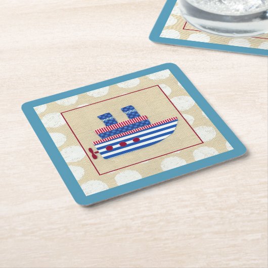Dampfschiff mit Propeller und Blue Smokestacks Rechteckiger Pappuntersetzer (angewinkelt)