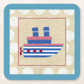 Dampfschiff mit Propeller und Blue Smokestacks Rechteckiger Pappuntersetzer (Vorderseite)