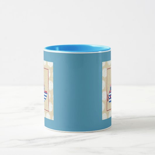 Dampfschiff mit Propeller und Blue Smokestacks Tasse (Zentrum)