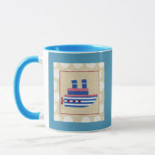 Dampfschiff mit Propeller und Blue Smokestacks Tasse (Links)