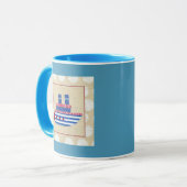 Dampfschiff mit Propeller und Blue Smokestacks Tasse (Vorderseite Links)