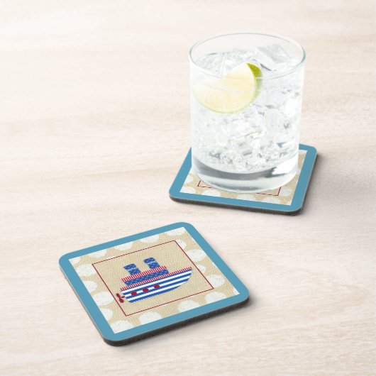 Dampfschiff mit Propeller und Blue Smokestacks Untersetzer (Rechte Seite)