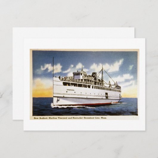 Dampfschiff Naushon, Nantucket Steamboat Line, Mas Postkarte (Vorne/Hinten)