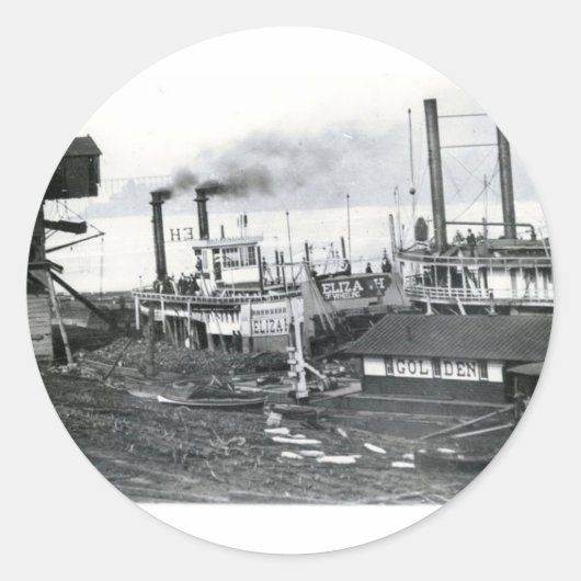 Dampfschiff Runder Aufkleber (Vorderseite)