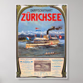 Dampfschiffahrt Zürichsee Vintage Poster 1900 (Vorne)
