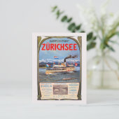 Dampfschiffahrt Zürichsee Vintage Poster 1900 Postkarte (Stehend Vorderseite)