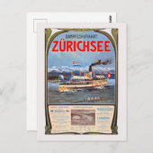 Dampfschiffahrt Zürichsee Vintage Poster 1900 Postkarte (Vorne/Hinten)