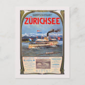 Dampfschiffahrt Zürichsee Vintage Poster 1900 Postkarte (Vorderseite)