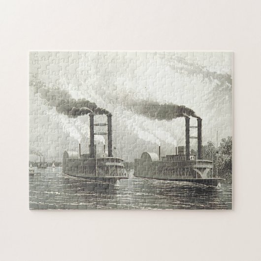 Dampfschiffe auf einem Fluss Puzzle (Horizontal)