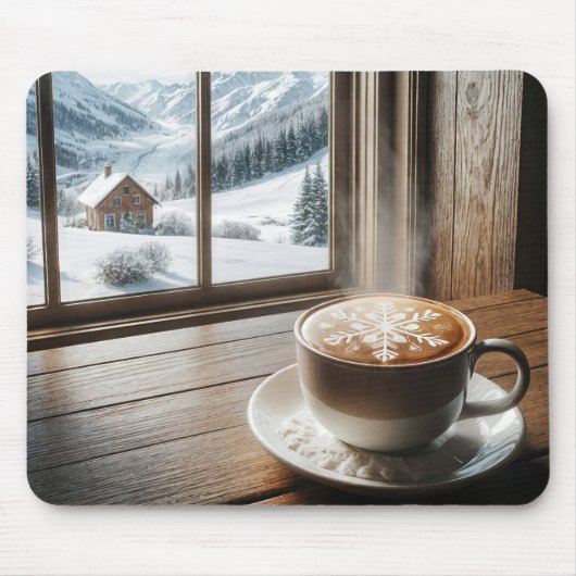Dampfschneeflocke Latte by Winter Window Mousepad (Vorne)