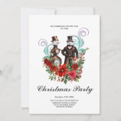 Dampfschneemann und Steampunksschneefrau Einladung (Vorderseite)