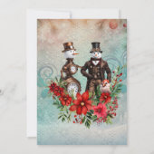 Dampfschneemann und Steampunksschneefrau Einladung (Rückseite)