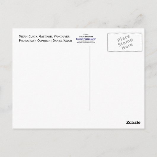 Dampfsperre, Gastown Postkarte (Rückseite)