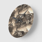 Dampfträume - Eisenbahn-Motor Runde Wanduhr (Winkel)