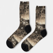 Dampfträume - Motor-Socken der Eisenbahn Socken (Linkes Detail)