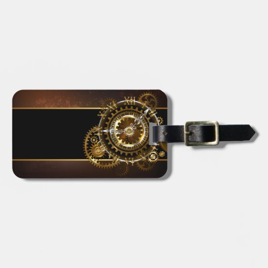 Dampfuhr mit antiken Gängen Gepäckanhänger (Vorderseite horizontal)