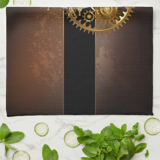 Dampfuhr mit antiken Gängen Geschirrtuch (Gefaltet)