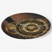 Dampfuhr mit antiken Gängen Pappteller (Schrägansicht)