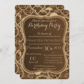 Dampfuhr- und Damast-Geburtstagsparty Einladung (Vorne/Hinten)