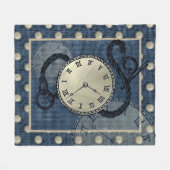 Dampfuhren und Schädel blau Fleecedecke (Vorderseite (Horizontal))