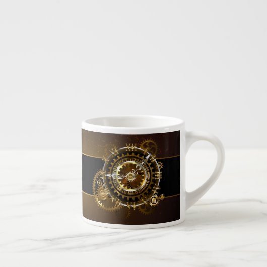 Dampfuhrwerk-Uhr mit antiken Zahnrädern Espressotasse (Rechts)