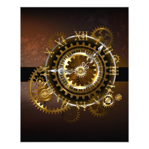Dampfuhrwerk-Uhr mit antiken Zahnrädern Fotodruck