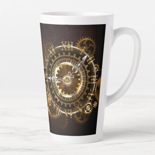 Dampfuhrwerk-Uhr mit antiken Zahnrädern Milchtasse (Rechts)