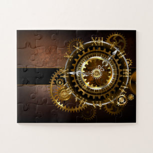Dampfuhrwerk-Uhr mit antiken Zahnrädern Puzzle