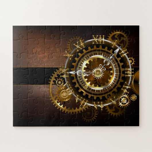 Dampfuhrwerk-Uhr mit antiken Zahnrädern Puzzle (Horizontal)