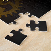 Dampfuhrwerk-Uhr mit antiken Zahnrädern Puzzle (Seite)