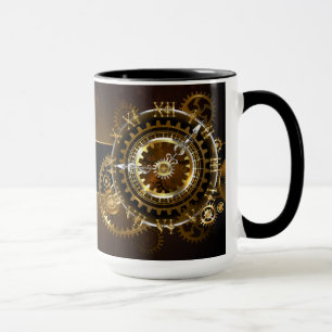Dampfuhrwerk-Uhr mit antiken Zahnrädern Tasse