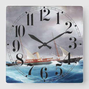 Dampfyacht Margarita 1900er Quadratische Wanduhr