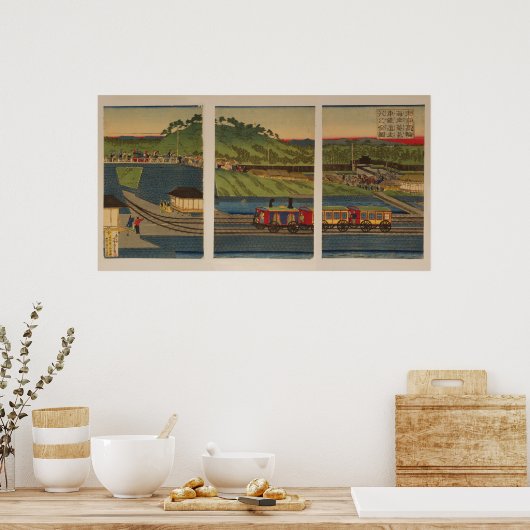 Dampfzug am Takanawa-Ufer, Tokio Poster (Küche)