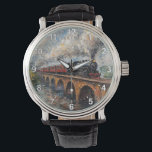 Dampfzug auf einer Brücke - Ölgemälde Armbanduhr<br><div class="desc">Kunstwerk von Brady Arnold</div>