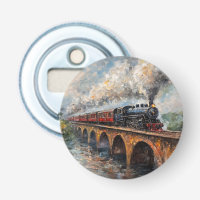 Dampfzug auf einer Brücke - Ölgemälde