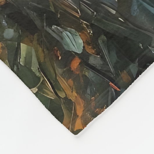 Dampfzug auf einer Brücke - Ölgemälde Fleecedecke (Ecke)